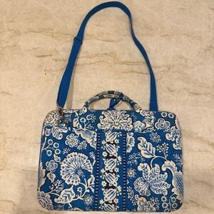 Vera Bradley BLUE LAGOON Hard Sided Laptop Portfolio Computer Case Messenger Bag
